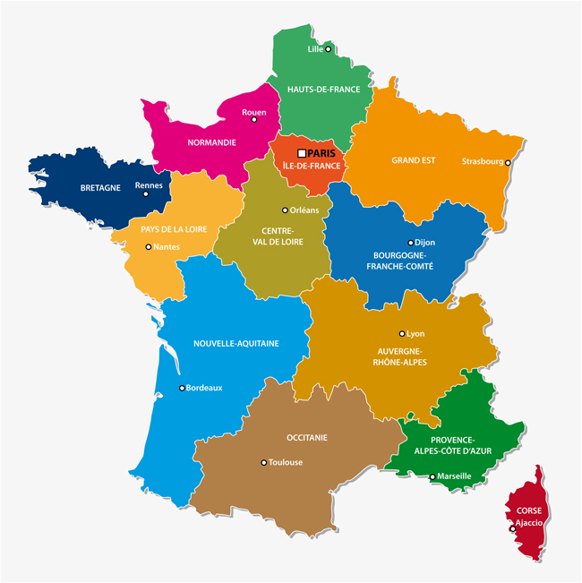 Regionenkarte Frankreichs